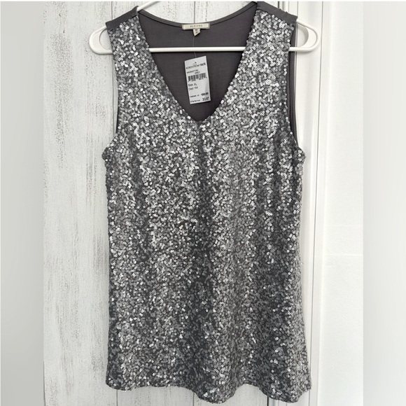 Pleione Tops - NWT Pleione Nordstrom Rack Grey and Silver Sequin Tank Top